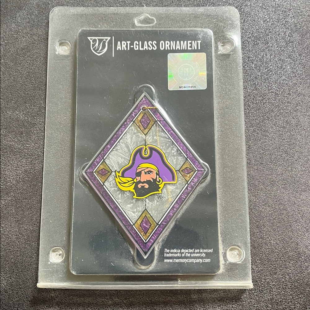 East Carolina University Art-Glass The Pirate PeeDee Ornament, New NIP NWT